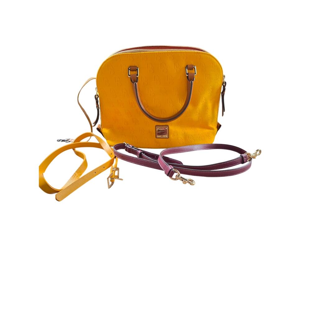 Dooney & Bourke Yellow Monogram Dome Satchel Shoulder Bag Excellent